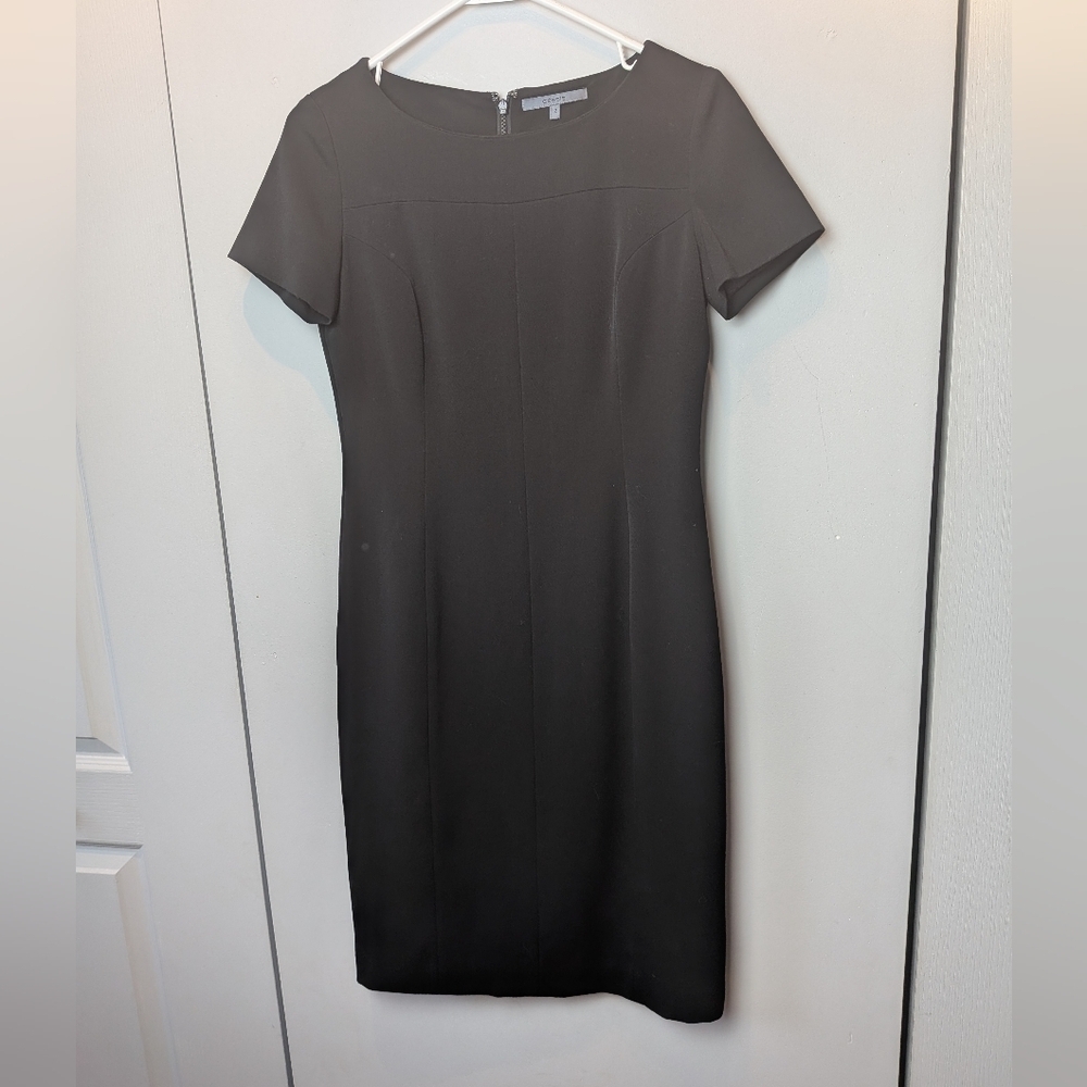 CASSIS Classic Women Black Dress Back Zipper Closure Size 2 Short Sleeve